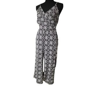 Kaileigh Black and White Boho Print Sleeveless Jumpsuit